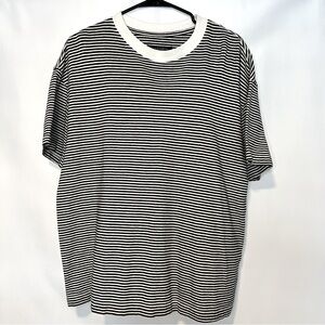 Men’s All Saints Short Sleeve Stripe Crew Tee, Black/White, Size Small. 0150.